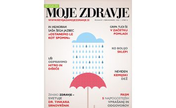 Naslovnica revije Moje zdravje številka 87 (februar–marec 2026) s temami o kemijskem dežju, gripi, revmatičnih bolečinah in PAMM
